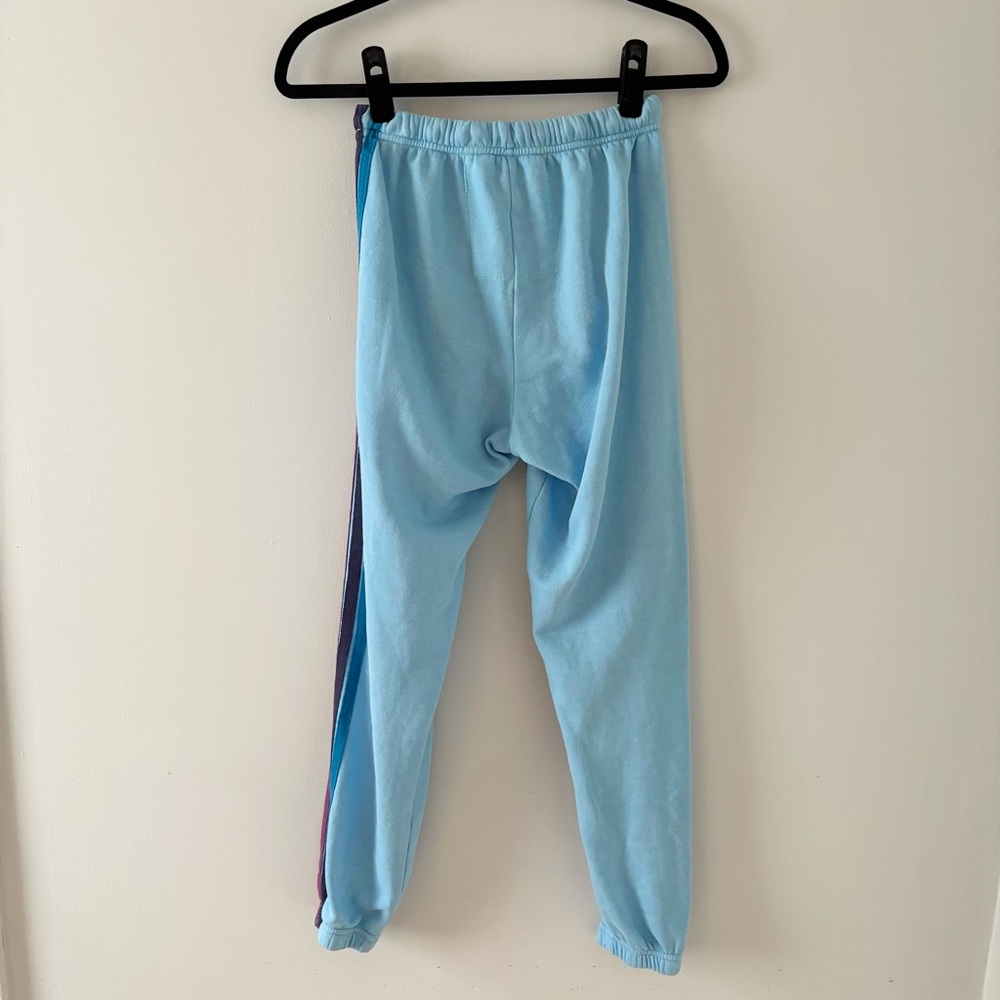 Aviator Nation 5 Stripe Sweatpants Joggers Bottoms Comfortable Soft Knit Blue - Picture 4 of 6